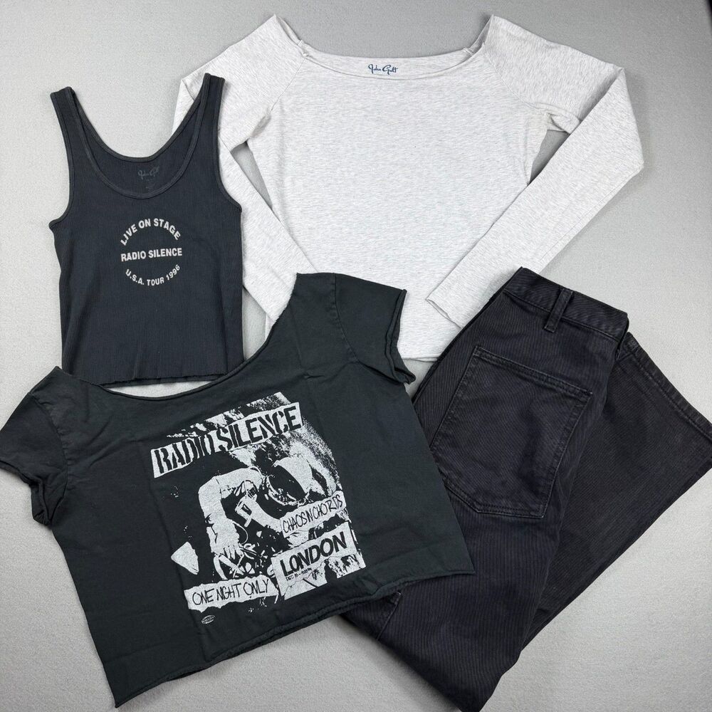 John Galt Brandy Melville Women’s S OS 4 Piece Bundle Jeans Graphic Tops Lot